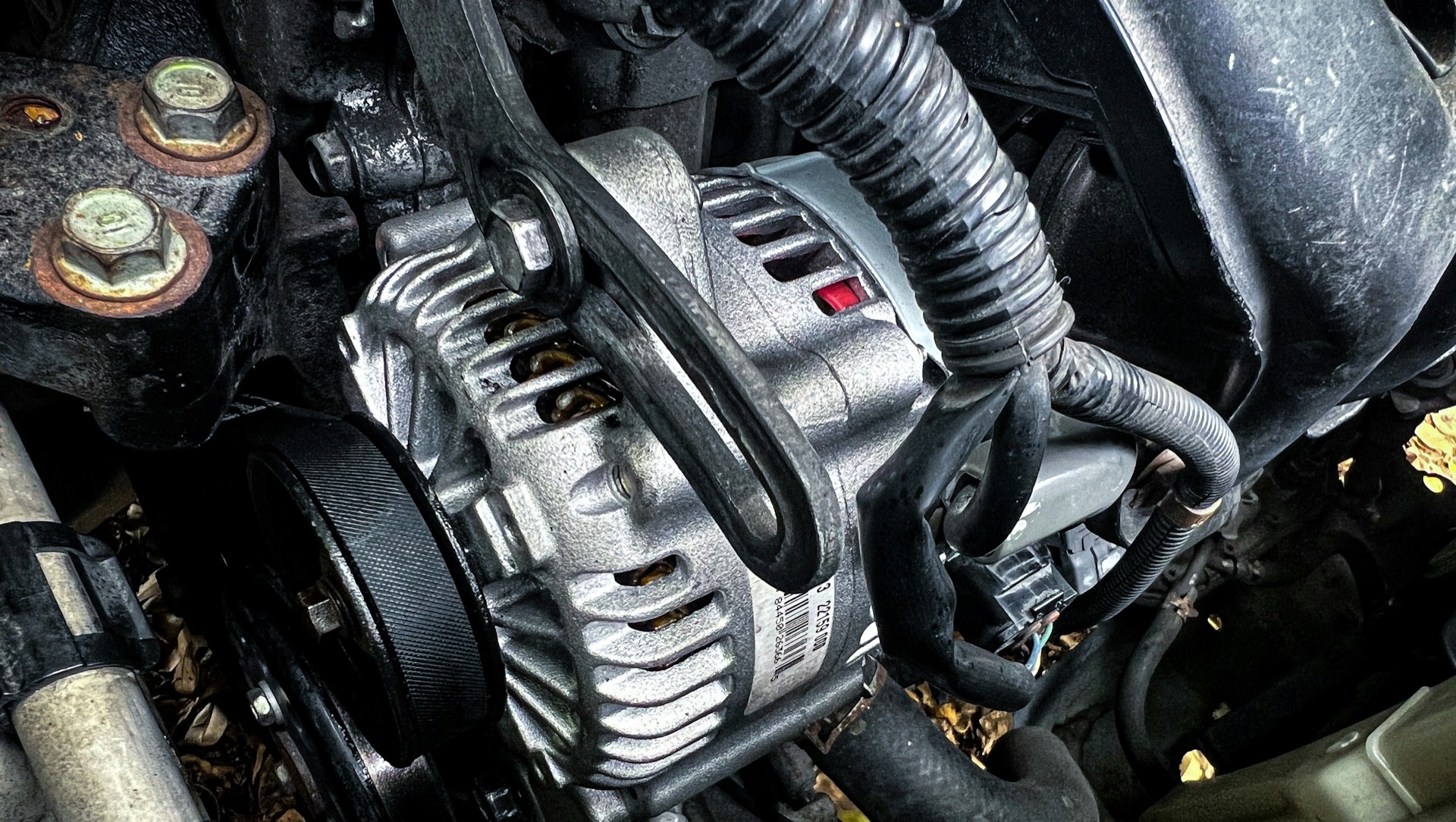 Close-up of a vehicle engine bay